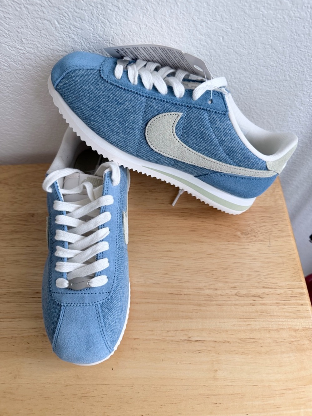 Nike Blue Suede Retro Runner Sneakers with White Swoosh